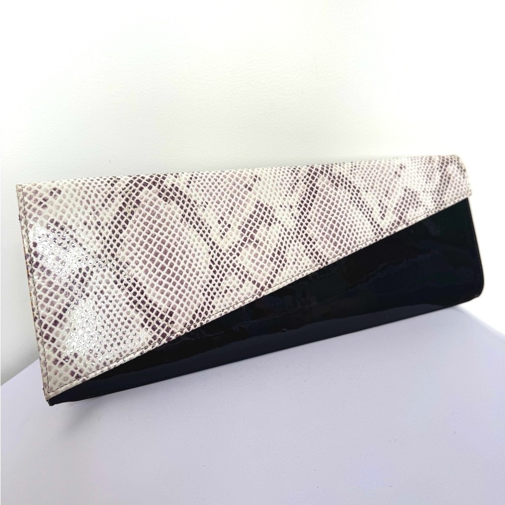 Mis Mak Canadian Designer Black and Animal Print Hand Strap Clutch Vintage